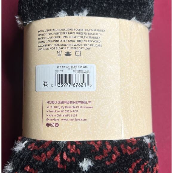 Muk Luks Cabin Socks L/XL 2 Pairs New Non-Slip Grippers Unisex - Picture 4 of 4